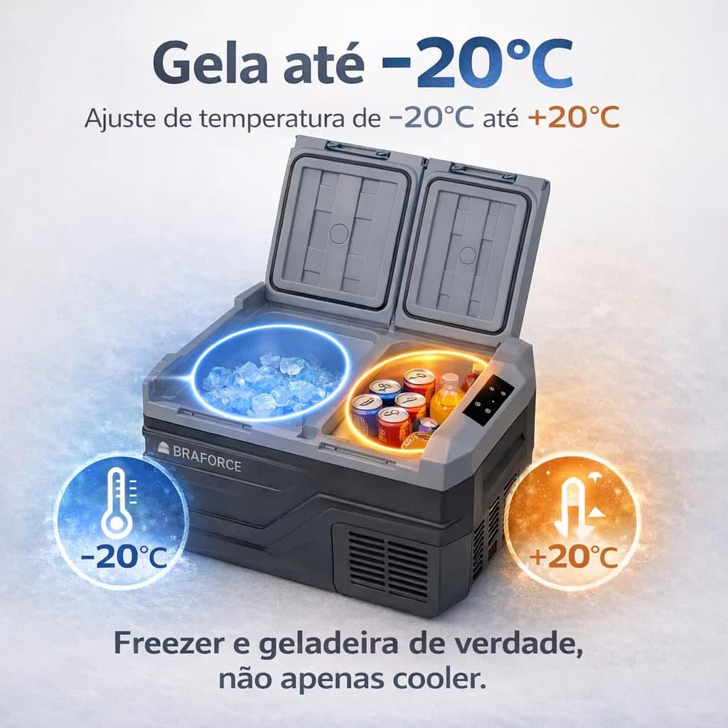 Mini Geladeira Portatil 45L Dual Zone Bluetooth Barco Lancha 12v 24v 110v 220v